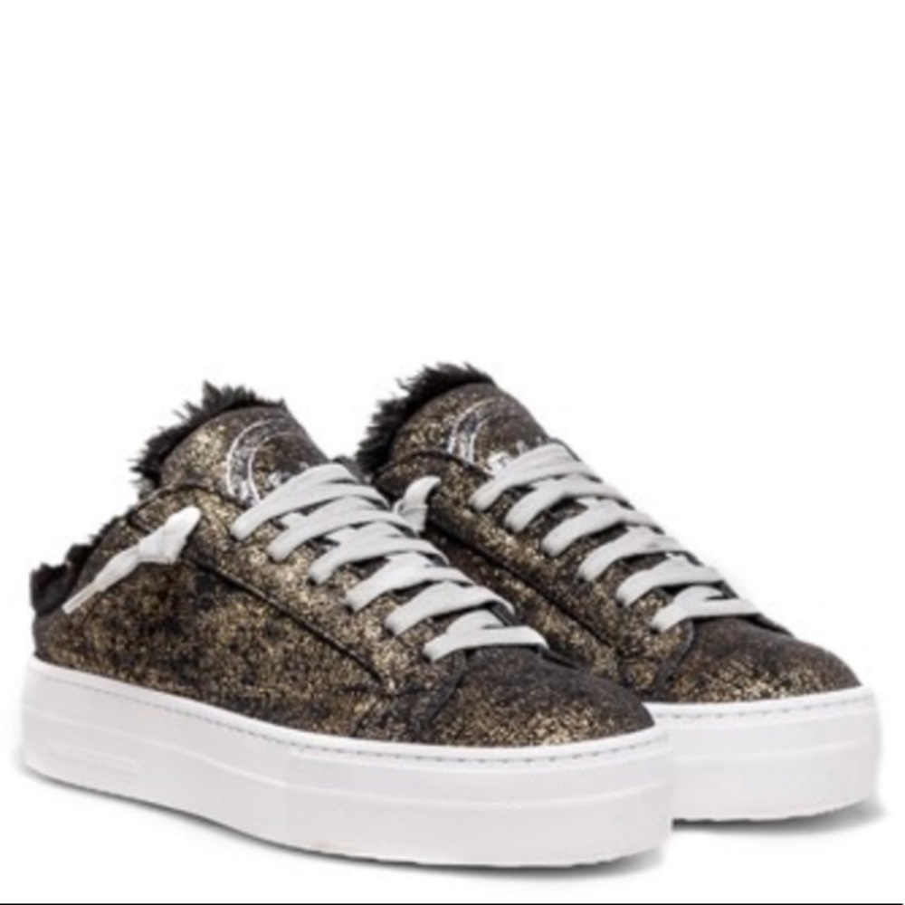 New P448 Clara Metallic Slide Sneakers Faux Fur 37